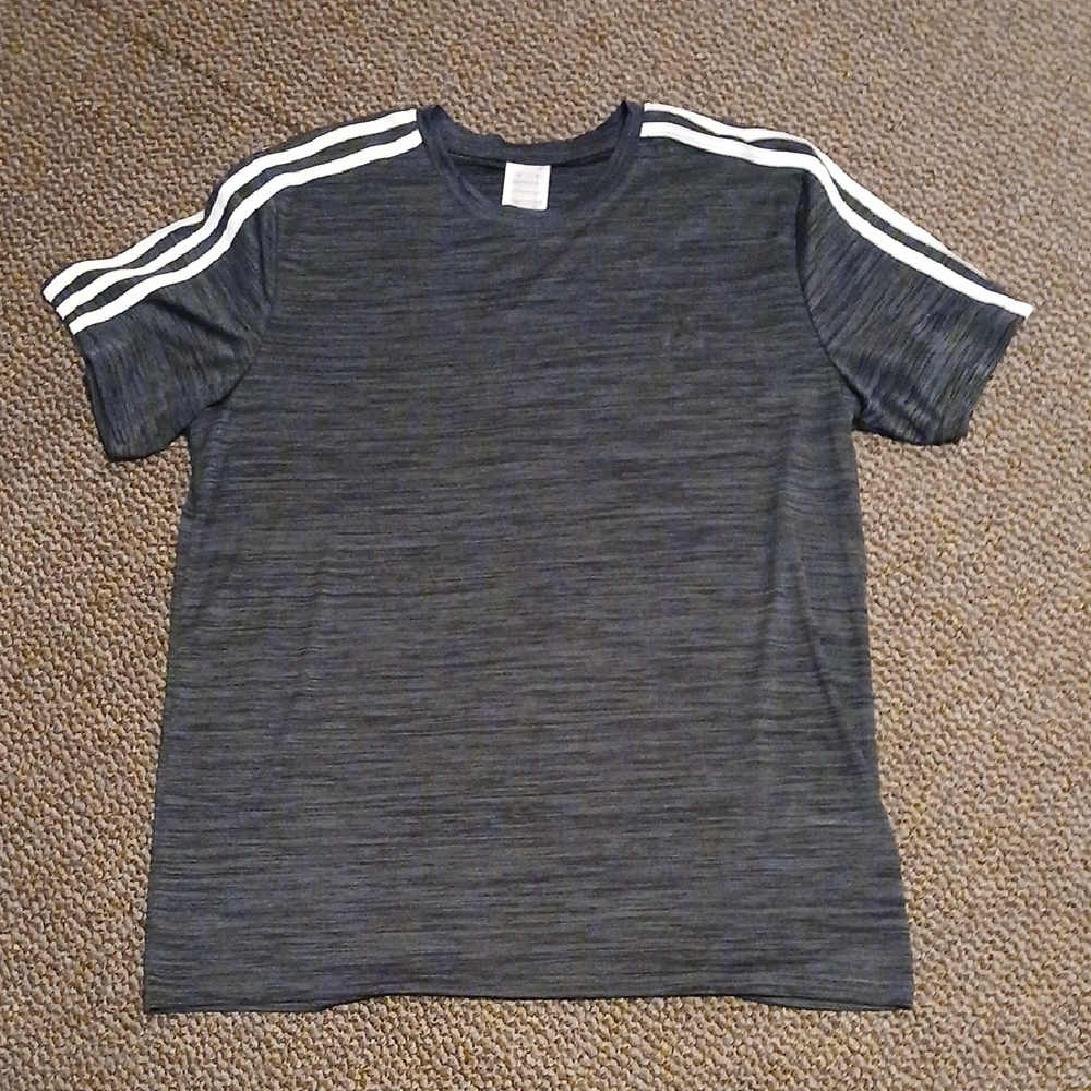 adidas Men's Black Tee with White Stripes